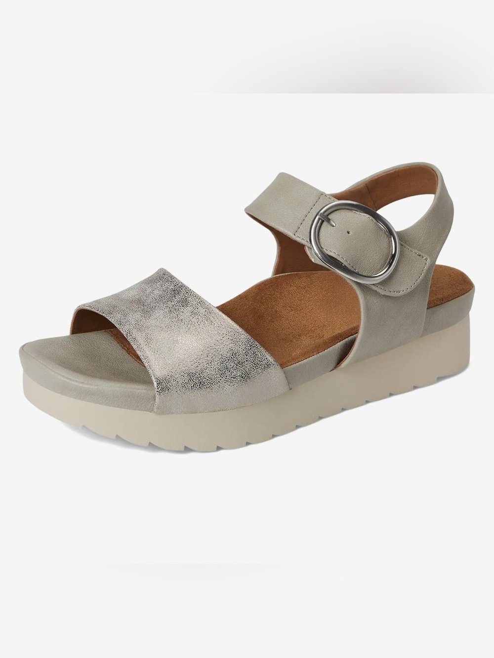 Eurosoft by Sofft Metallic Silver & Tan  Two Tone Comfort Sandals NEW 8M